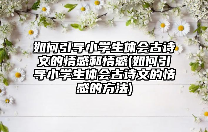 如何引導(dǎo)小學(xué)生體會古詩文的情感和情感(如何引導(dǎo)小學(xué)生體會古詩文的情感的方法)