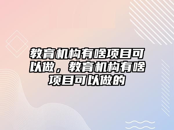 教育機(jī)構(gòu)有啥項目可以做，教育機(jī)構(gòu)有啥項目可以做的