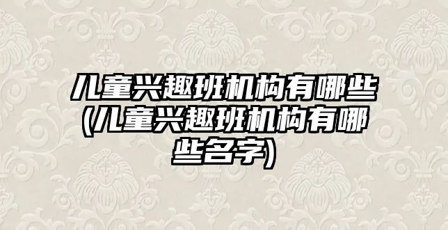 兒童興趣班機構(gòu)有哪些(兒童興趣班機構(gòu)有哪些名字)