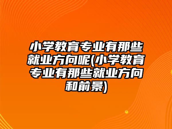 小學教育專業(yè)有那些就業(yè)方向呢(小學教育專業(yè)有那些就業(yè)方向和前景)