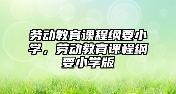 勞動(dòng)教育課程綱要小學(xué)，勞動(dòng)教育課程綱要小學(xué)版