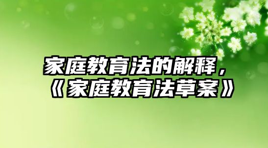 家庭教育法的解釋，《家庭教育法草案》