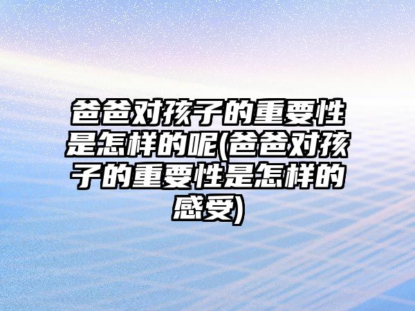 爸爸對孩子的重要性是怎樣的呢(爸爸對孩子的重要性是怎樣的感受)