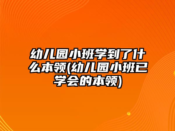 幼兒園小班學到了什么本領(幼兒園小班已學會的本領)