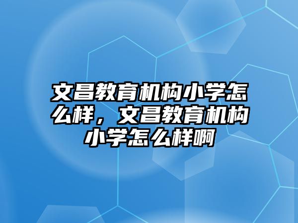 文昌教育機構(gòu)小學怎么樣，文昌教育機構(gòu)小學怎么樣啊