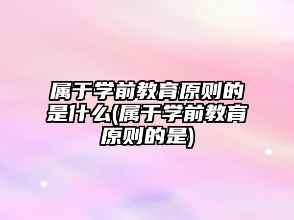 屬于學前教育原則的是什么(屬于學前教育原則的是)