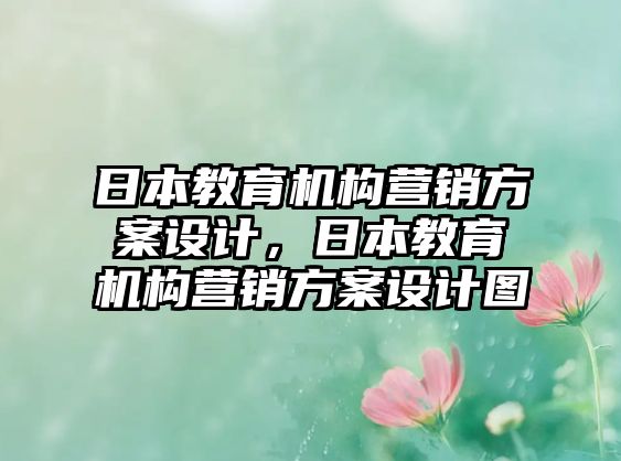 日本教育機構(gòu)營銷方案設(shè)計，日本教育機構(gòu)營銷方案設(shè)計圖