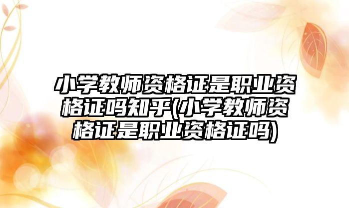 小學(xué)教師資格證是職業(yè)資格證嗎知乎(小學(xué)教師資格證是職業(yè)資格證嗎)