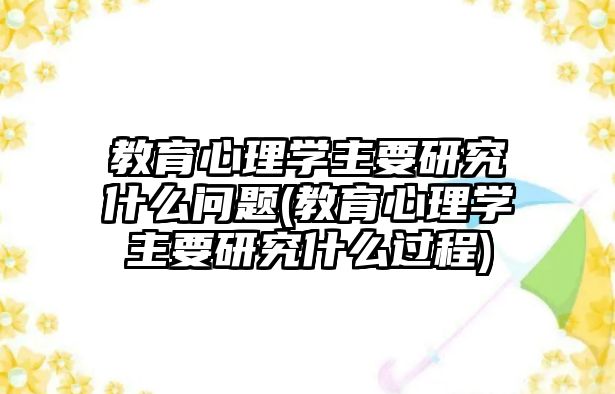 教育心理學(xué)主要研究什么問題(教育心理學(xué)主要研究什么過程)