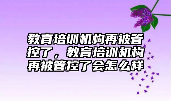 教育培訓(xùn)機構(gòu)再被管控了，教育培訓(xùn)機構(gòu)再被管控了會怎么樣