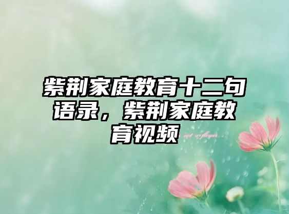 紫荊家庭教育十二句語(yǔ)錄，紫荊家庭教育視頻