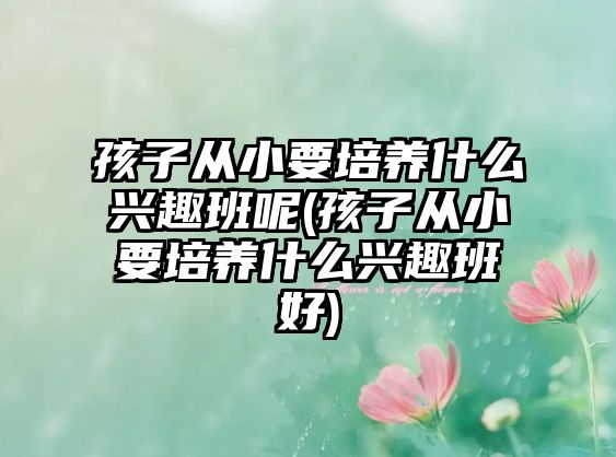 孩子從小要培養(yǎng)什么興趣班呢(孩子從小要培養(yǎng)什么興趣班好)