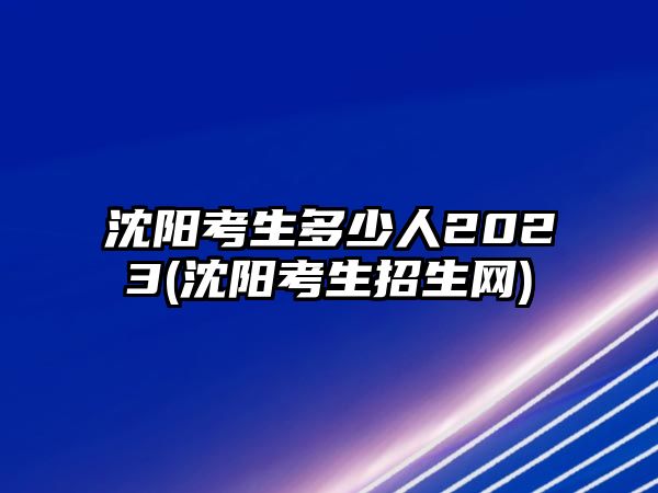 沈陽考生多少人2023(沈陽考生招生網)