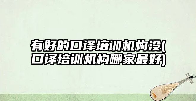 有好的口譯培訓(xùn)機(jī)構(gòu)沒(口譯培訓(xùn)機(jī)構(gòu)哪家最好)