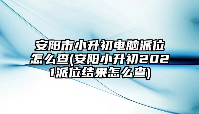 安陽市小升初電腦派位怎么查(安陽小升初2021派位結(jié)果怎么查)