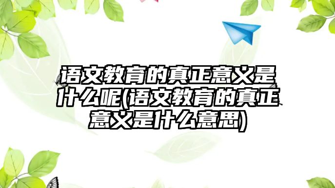 語(yǔ)文教育的真正意義是什么呢(語(yǔ)文教育的真正意義是什么意思)