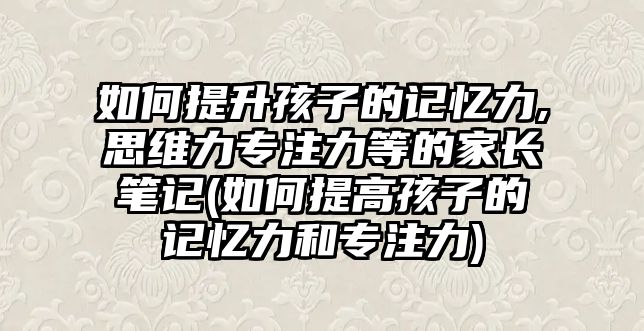 如何提升孩子的記憶力,思維力專注力等的家長筆記(如何提高孩子的記憶力和專注力)