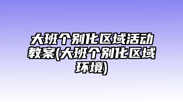 大班個(gè)別化區(qū)域活動(dòng)教案(大班個(gè)別化區(qū)域環(huán)境)