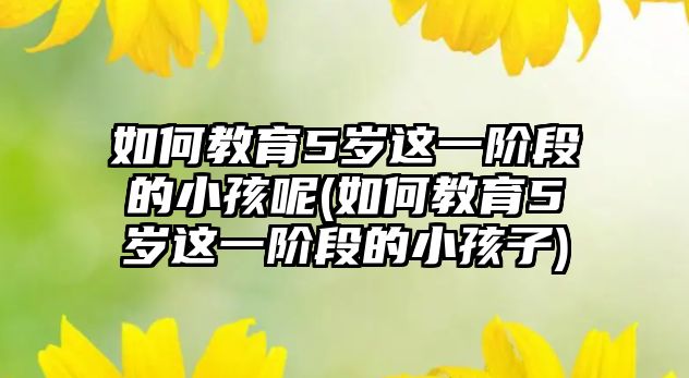 如何教育5歲這一階段的小孩呢(如何教育5歲這一階段的小孩子)