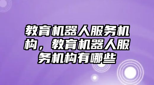 教育機器人服務機構(gòu)，教育機器人服務機構(gòu)有哪些