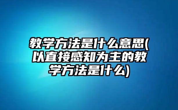 教學方法是什么意思(以直接感知為主的教學方法是什么)