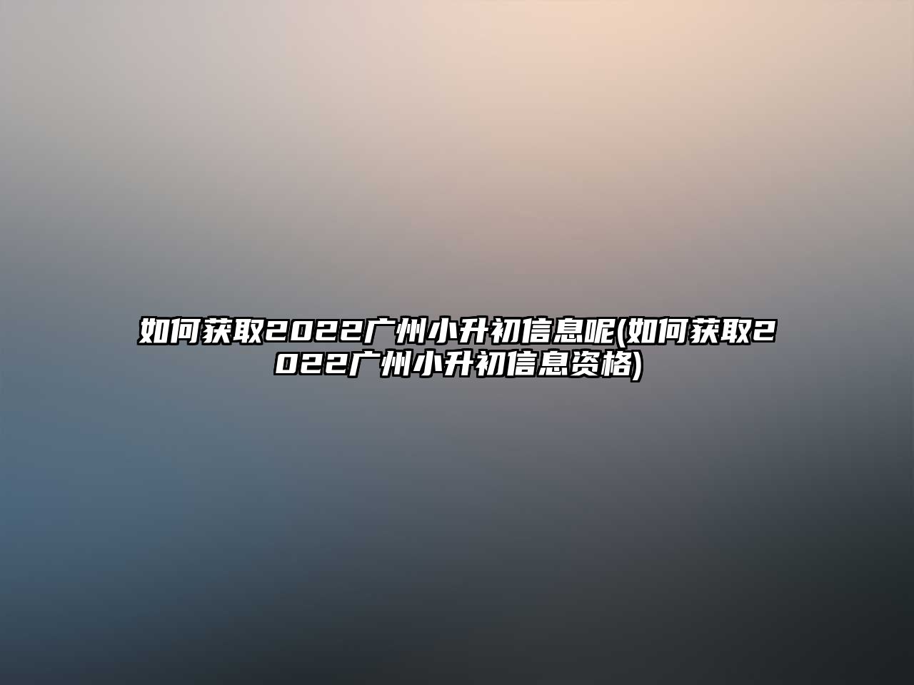 如何獲取2022廣州小升初信息呢(如何獲取2022廣州小升初信息資格)