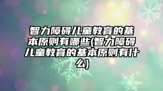 智力障礙兒童教育的基本原則有哪些(智力障礙兒童教育的基本原則有什么)