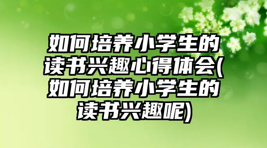 如何培養(yǎng)小學(xué)生的讀書興趣心得體會(如何培養(yǎng)小學(xué)生的讀書興趣呢)