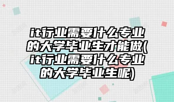 it行業(yè)需要什么專業(yè)的大學畢業(yè)生才能做(it行業(yè)需要什么專業(yè)的大學畢業(yè)生呢)