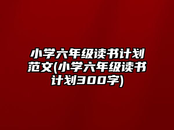 小學六年級讀書計劃范文(小學六年級讀書計劃300字)