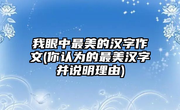 我眼中最美的漢字作文(你認(rèn)為的最美漢字并說明理由)