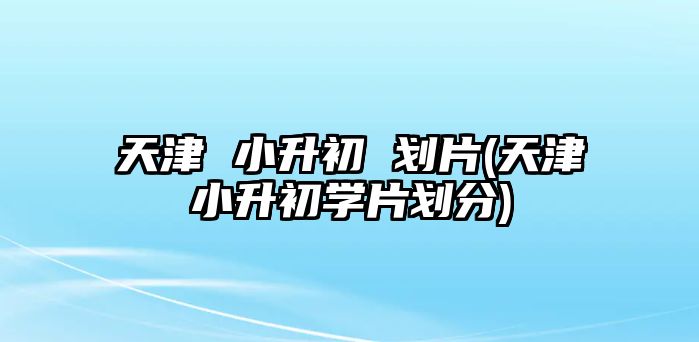 天津 小升初 劃片(天津小升初學(xué)片劃分)