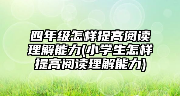 四年級(jí)怎樣提高閱讀理解能力(小學(xué)生怎樣提高閱讀理解能力)