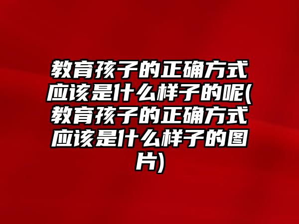 教育孩子的正確方式應(yīng)該是什么樣子的呢(教育孩子的正確方式應(yīng)該是什么樣子的圖片)