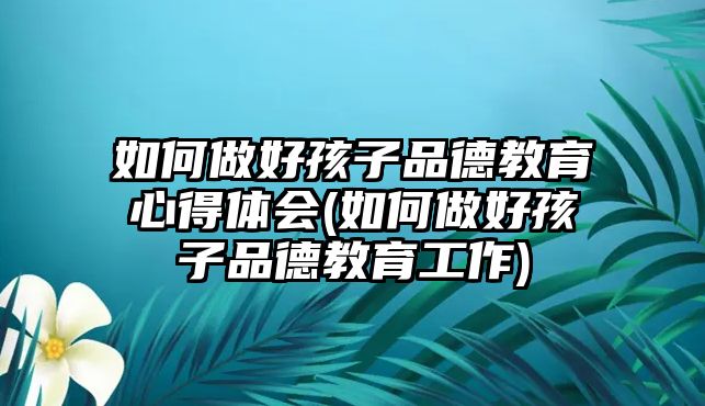 如何做好孩子品德教育心得體會(huì)(如何做好孩子品德教育工作)