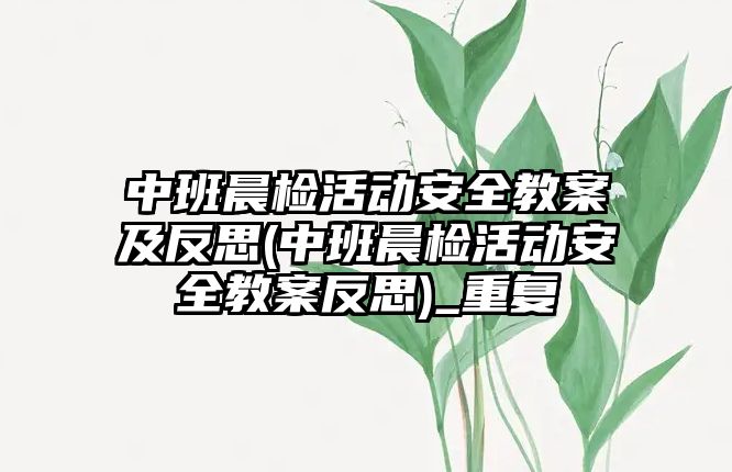 中班晨檢活動安全教案及反思(中班晨檢活動安全教案反思)_重復