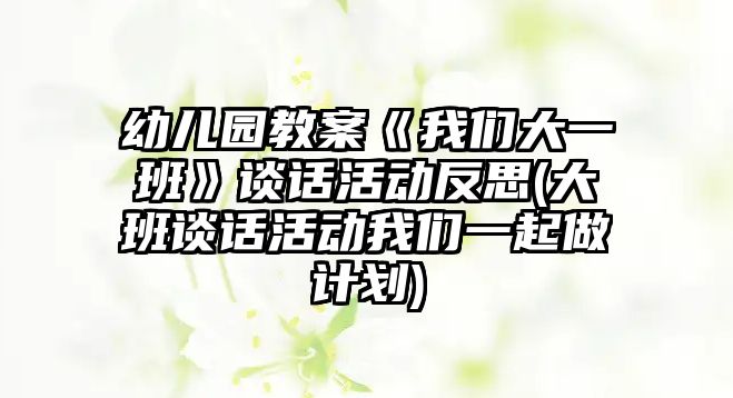 幼兒園教案《我們大一班》談話活動反思(大班談話活動我們一起做計劃)