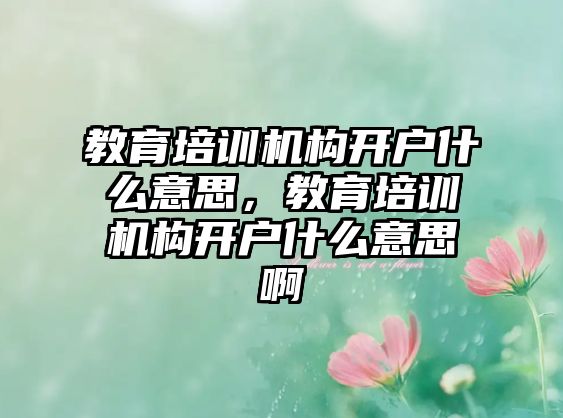 教育培訓(xùn)機構(gòu)開戶什么意思，教育培訓(xùn)機構(gòu)開戶什么意思啊