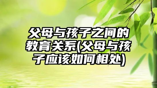 父母與孩子之間的教育關(guān)系(父母與孩子應(yīng)該如何相處)