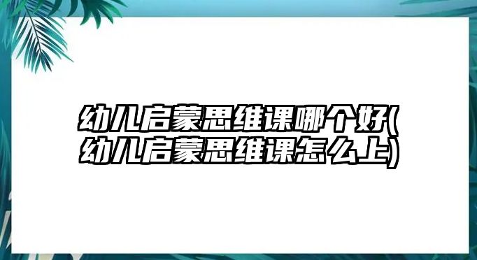 幼兒啟蒙思維課哪個好(幼兒啟蒙思維課怎么上)