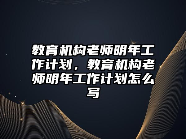 教育機構老師明年工作計劃，教育機構老師明年工作計劃怎么寫