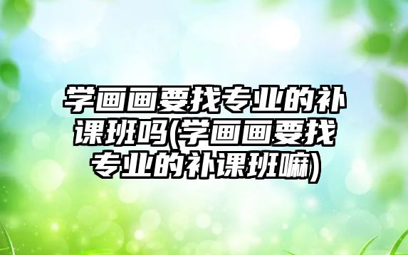 學畫畫要找專業(yè)的補課班嗎(學畫畫要找專業(yè)的補課班嘛)