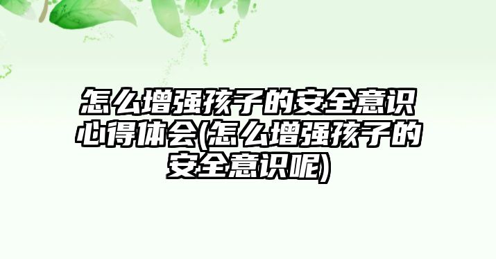 怎么增強孩子的安全意識心得體會(怎么增強孩子的安全意識呢)