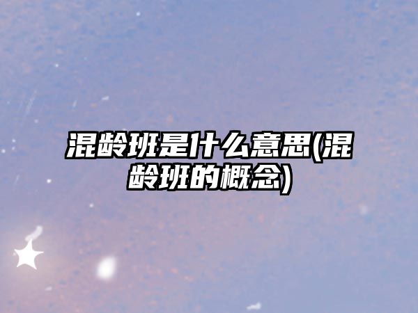 混齡班是什么意思(混齡班的概念)