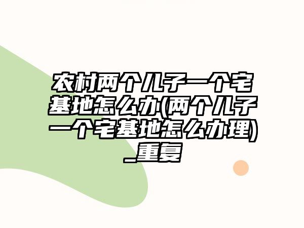 農(nóng)村兩個(gè)兒子一個(gè)宅基地怎么辦(兩個(gè)兒子一個(gè)宅基地怎么辦理)_重復(fù)