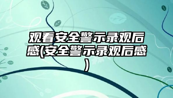 觀看安全警示錄觀后感(安全警示錄觀后感)