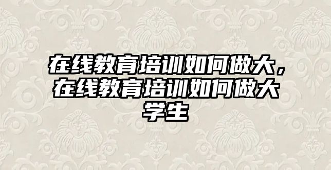 在線教育培訓如何做大，在線教育培訓如何做大學生