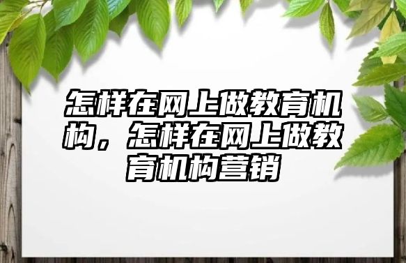 怎樣在網(wǎng)上做教育機構，怎樣在網(wǎng)上做教育機構營銷