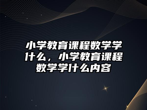 小學教育課程數學學什么，小學教育課程數學學什么內容