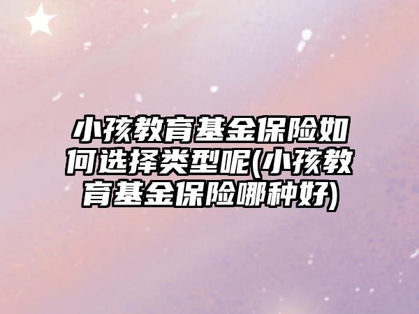 小孩教育基金保險如何選擇類型呢(小孩教育基金保險哪種好)